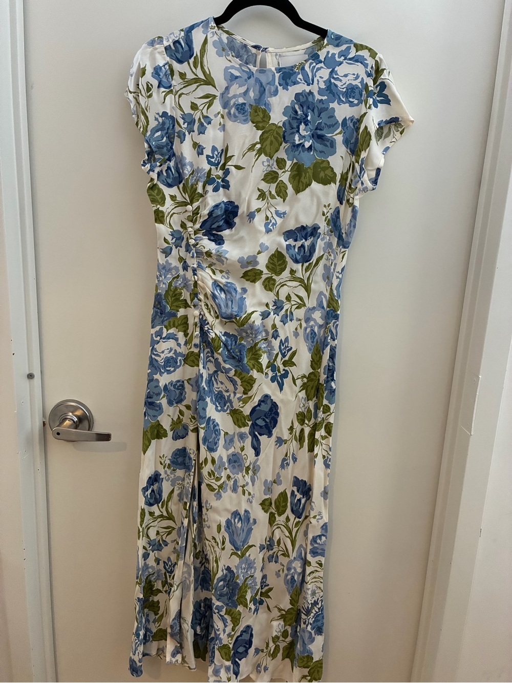 Reformation Frazier Blue and Green Floral Midi Dress M EUC